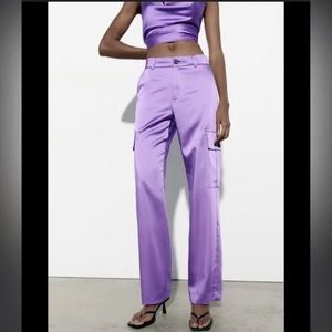 ZARA SATIN CARGO PANTS